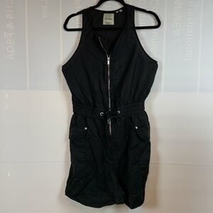 Superdry black romper, zippered front, side pockets, size 10